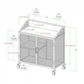 Industrial Bar Cabinet Cart with Mesh Doors Shelves and Wheels
