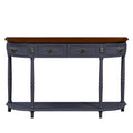 52-Inch Half Moon Circular Sofa Table with Open Shelf and Dual Drawers