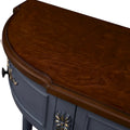 52-Inch Half Moon Circular Sofa Table with Open Shelf and Dual Drawers
