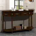 52-Inch Half Moon Circular Sofa Table with Open Shelf and Dual Drawers