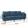 Contemporary 76.5-Inch 3-Seater Sofa with Birchwood Legs and Cushions