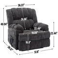 Grey Oversized Chenille Power Lift Recliner with Massage, Heating, and Flat Lay Feature