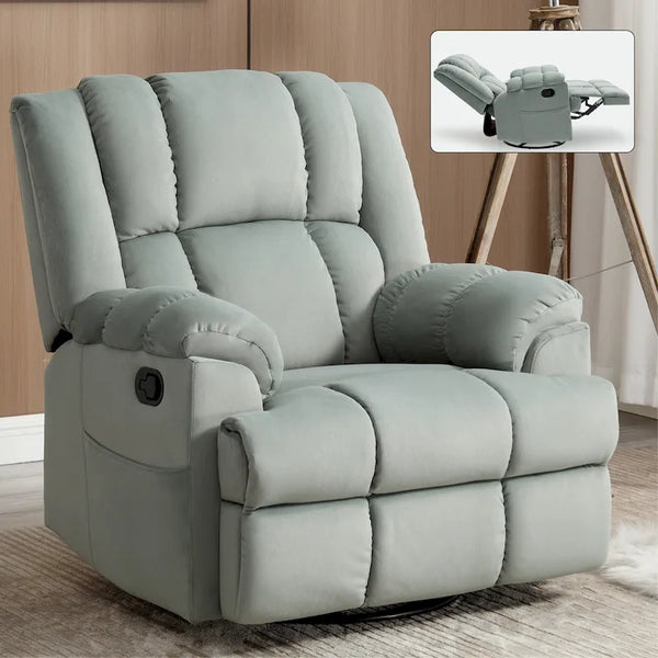 Extra-Large Swivel Rocker Recliner with Footrest and Pockets - Manual Operation