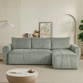 Grey 105.2" Corduroy L-Shaped Convertible Sleeper Sectional with Storage Compartment