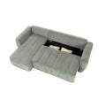 Grey 105.2" Corduroy L-Shaped Convertible Sleeper Sectional with Storage Compartment