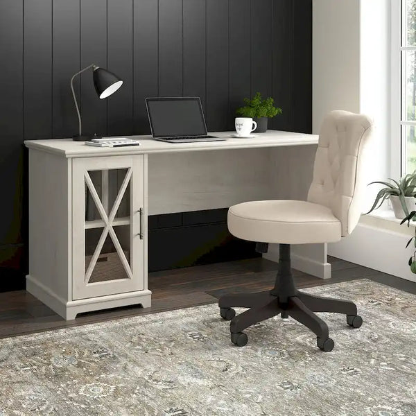 Lennox 60-Inch Farmhouse Desk with Storage Cabinet from Bush Furniture