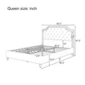 Contemporary Queen Upholstered Bed with Ruched Button-Tufted Headboard, Sturdy Wooden Frame and Metal Base – Box Spring Not Required