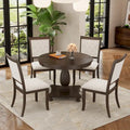 GDFStudio Lak Retro 5-Piece Dining Set with Upholstered Chairs