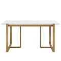 GDFStudio Carter Contemporary Rectangular Dining Set with Faux Marble Table and Six Upholstered Chairs