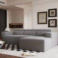 Christopher Knight Home - 109 Modern L-Shaped Modular Sectional Sofa in Teddy Fabric with Chaise and Pillows