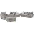 Signature Design by Ashley Stairatt Gray 4-Piece Upholstered Set - Dimensions: 86W x 38D x 39H