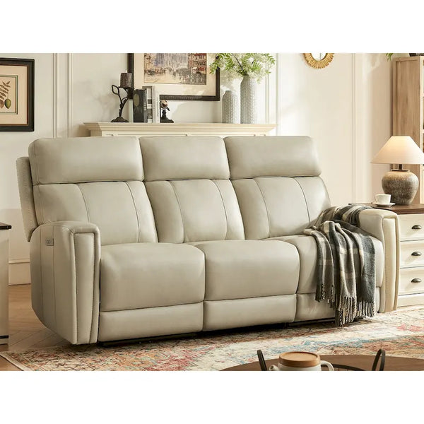 81.5" Genuine Leather Zero Gravity Power Recliner Sofa with Power Headrest and USB/USB-C Ports