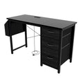 Contemporary Computer Desk with Built-in Charging Station and Versatile Reversible Storage Drawers for Home Office or Study
