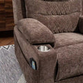 Plush Chenille Power Lift Recliner with Extended Footrest, Lift Assist, Heat & Massage Features, USB/Type C Charging, and Storage