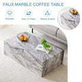 Contemporary Rectangular Coffee Table with Sturdy Base and Imitation Marble Finish for Living Room