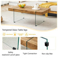 Rectangular Coffee Table with Tempered Glass Legs - Wooden Side and Center Tables for Living Room and Reception Area