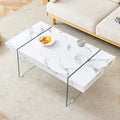 Rectangular Coffee Table with Tempered Glass Legs - Wooden Side and Center Tables for Living Room and Reception Area