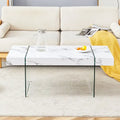 Rectangular Coffee Table with Tempered Glass Legs - Wooden Side and Center Tables for Living Room and Reception Area