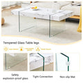 Rectangular Coffee Table with Tempered Glass Legs - Wooden Side and Center Tables for Living Room and Reception Area