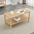 39-Inch Coffee Table with Two-Tier Design and Rubberwood Legs