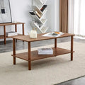 39-Inch Coffee Table with Two-Tier Design and Rubberwood Legs