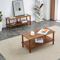 39-Inch Coffee Table with Two-Tier Design and Rubberwood Legs
