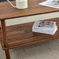 39-Inch Coffee Table with Two-Tier Design and Rubberwood Legs
