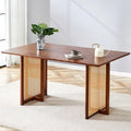 59-Inch Retro Rubberwood Table with Walnut Finish