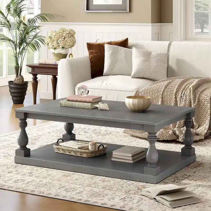 Vintage 45-Inch Coffee Table with Elegant Vase Legs