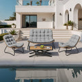 3-Piece Outdoor Cushioned Papasan Chair Set: Double Loveseat with Two Single Chairs - See Image