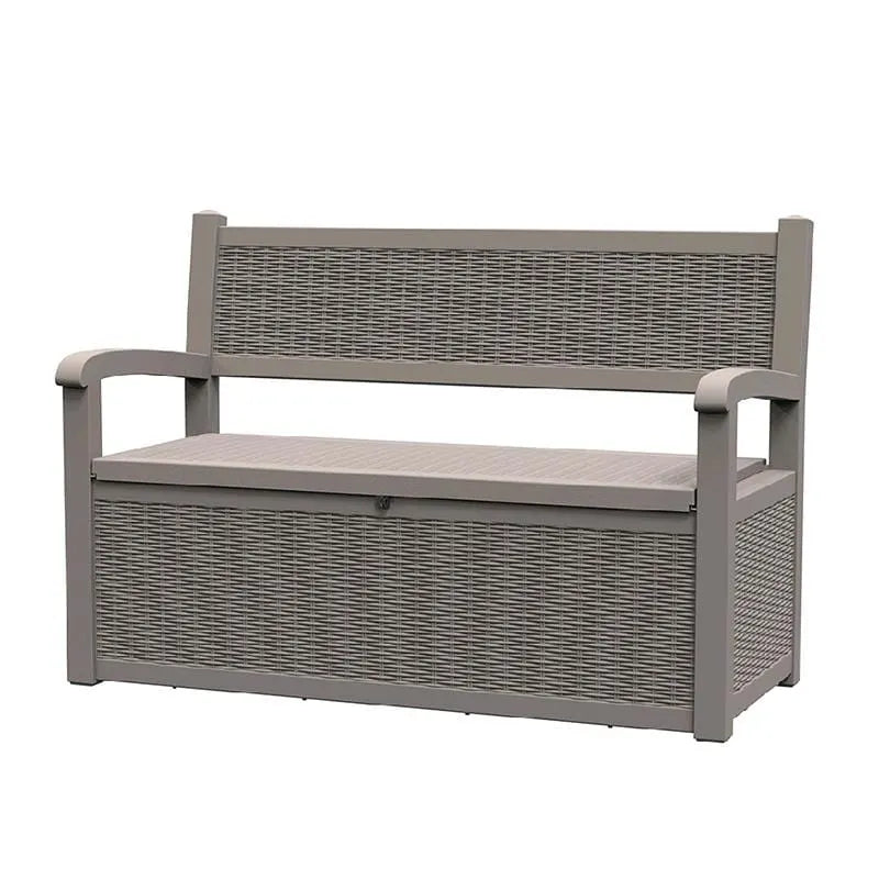 Durable All-Weather Resin Storage Bench with Lockable Hidden Compartment - Rattan-Style Design, 500 lbs Weight Capacity, 70-Gallon Storage Space