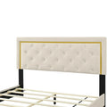 Queen Size Upholstered Platform Bed with Padded Headboard