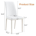 Set of 4 Modern Leather Upholstered Dining Chairs with Vertical Striped Backrest and Metal Legs