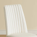 Set of 4 Modern Leather Upholstered Dining Chairs with Vertical Striped Backrest and Metal Legs