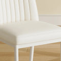 Set of 4 Modern Leather Upholstered Dining Chairs with Vertical Striped Backrest and Metal Legs