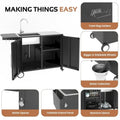 AECOJOY Stainless Steel Outdoor Kitchen Sink with Hose Hookup and Grill Prep Table Island Cabinets