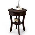 Costway Round 2-Tier Side Table - Versatile Nightstand for Bedroom and Living Room