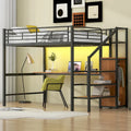 Complete Loft Bed Set with Desk, Storage Staircase, Compact Wardrobe, and LED Lighting
