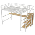 Complete Loft Bed Set with Desk, Storage Staircase, Compact Wardrobe, and LED Lighting