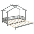 Gymax Twin to King Wooden House Bed Daybed with Safety Rails & Customizable Design