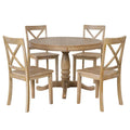 5-Piece Modern Dining Set for 4: Round Table with 4 Kitchen Chairs