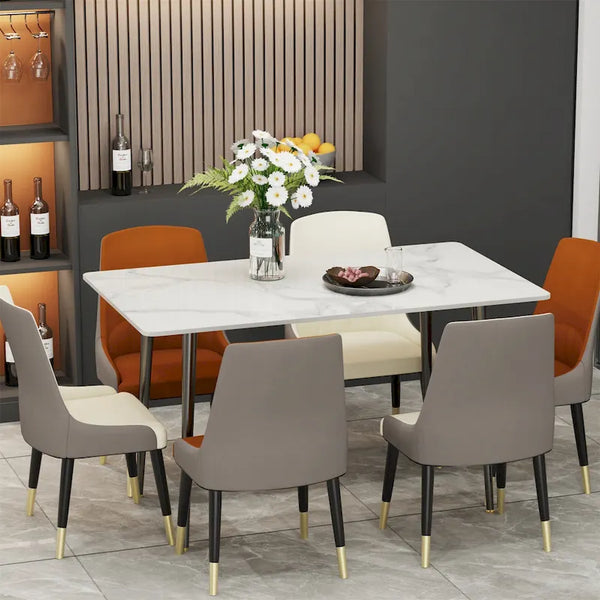 Contemporary Kitchen Table with Metal Frame and Sintered Stone Top