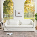 KINWELL 90W Linen Slipcovered 3-Seater Sofa with Skirt and 4 Pillows