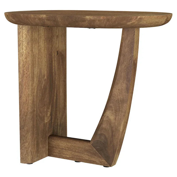 Leti L-Shaped Side End Table with 22-Inch Brown Mango Wood Top