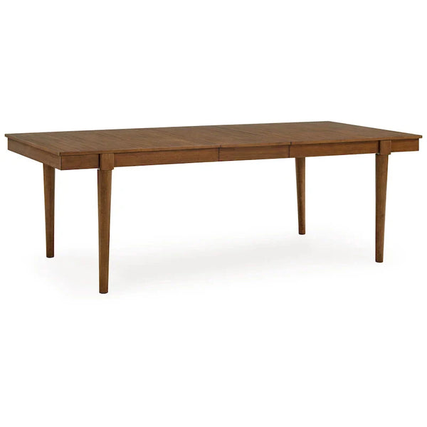 Jeyn Extendable Dining Table with Tapered Legs - Brown Hardwood, 74-92 Inches