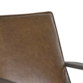 Handcrafted Amber Accent Chair with Slatted Mango Wood, Buffalo Leather Cushions, and Angled Legs