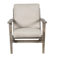 Handcrafted Amber Accent Chair with Slatted Mango Wood, Buffalo Leather Cushions, and Angled Legs