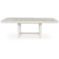 Fleur White Wood Dining Table with 2 Extendable Leaves, Adjustable from 62 to 86 Inches