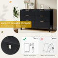 EROMMY Mid-Century Modern 6-Drawer Fluted Dresser - Wide Chest with Metal Handles for Bedroom and Living Room