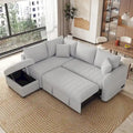 Roomfitters L-Shaped Sleeper Sofa with USB Ports, Power Outlets, and Versatile Storage Ottoman